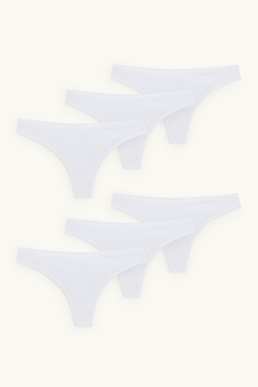 Damen - Multipack 6er - String - LYCRA® - weiß
