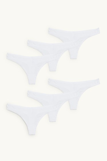 Femmes - Lot de 6 - strings - LYCRA® - blanc