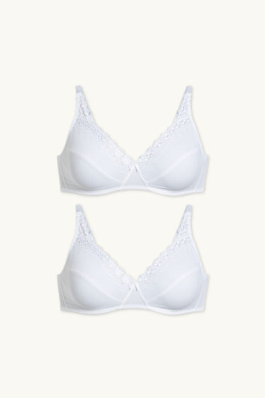 Women - Multipack of 2 - non-wired bra - white