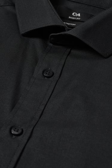 Uomo - Camicia business - body fit - cutaway - LYCRA® - nero