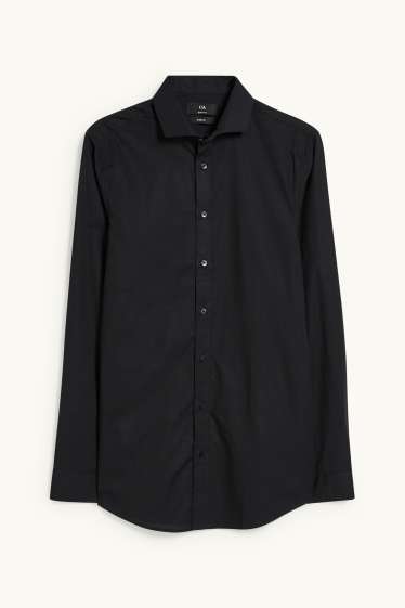 Uomo - Camicia business - body fit - cutaway - LYCRA® - nero