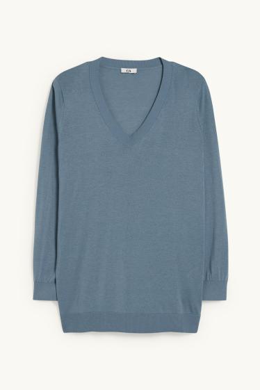 Donna - Maglione in maglia fine - blu