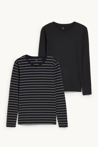 Dames - Set van 2 - longsleeve - zwart