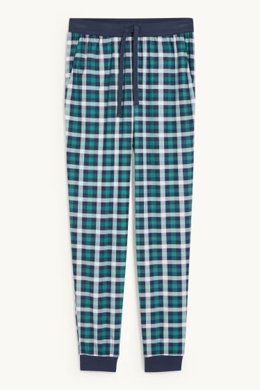 Hommes - Pyjama en flanelle - à carreaux - bleu foncé