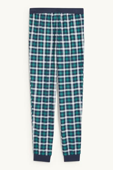 Hommes - Pyjama en flanelle - à carreaux - bleu foncé