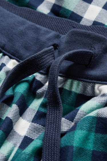 Hommes - Pyjama en flanelle - à carreaux - bleu foncé