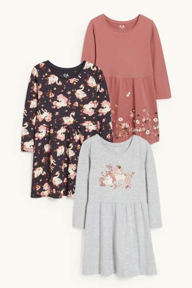 Children Girls - Multipack of 3 - unicorn - dress - coral