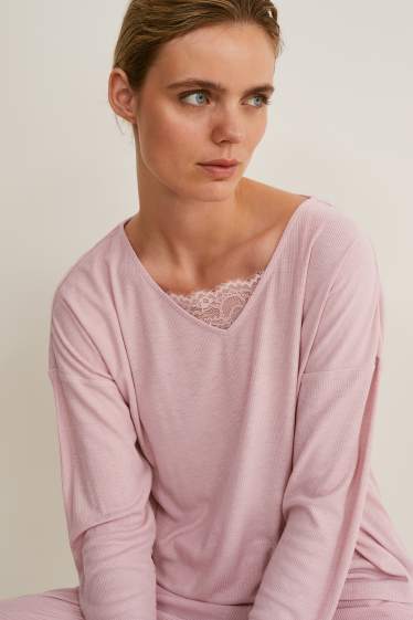 Damen - Pyjama-Oberteil - rosa