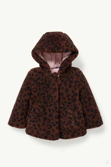 Bébés filles - Veste en peluche pour bébé avec capuche - marron foncé