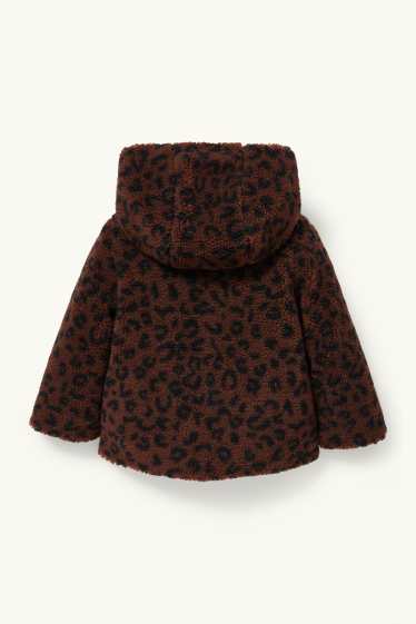 Bébés filles - Veste en peluche pour bébé avec capuche - marron foncé