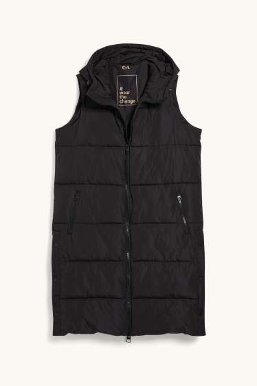 Donna - Gilet trapuntato con cappuccio - nero