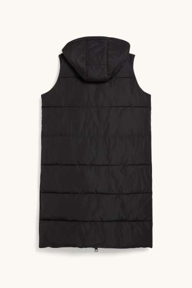 Donna - Gilet trapuntato con cappuccio - nero
