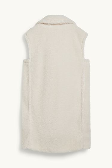 Dames - Vest van teddybont - crèmekleurig