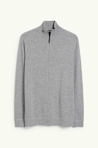 Men - Cashmere cardigan - gray-melange