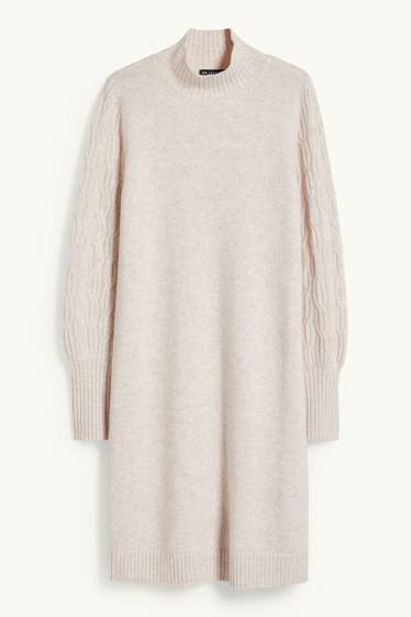 Femmes - Robe en cachemire - beige chiné