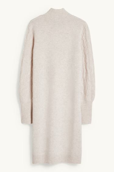 Femmes - Robe en cachemire - beige chiné