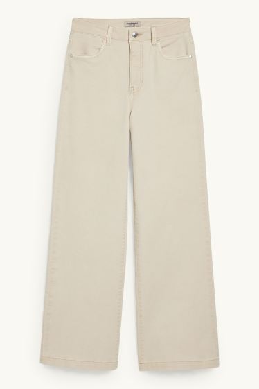 Damen - CLOCKHOUSE - Wide Leg Jeans - High Waist - cremeweiß