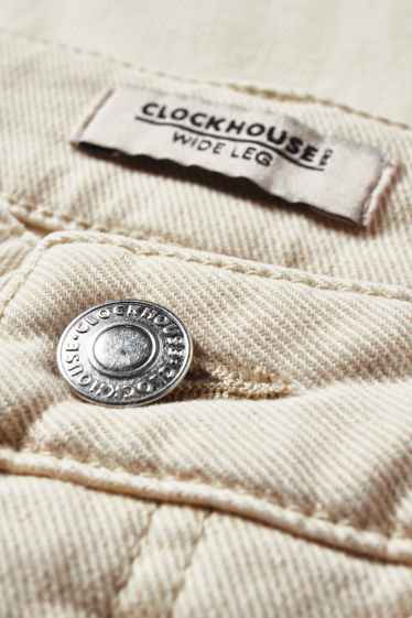 Damen - CLOCKHOUSE - Wide Leg Jeans - High Waist - cremeweiß