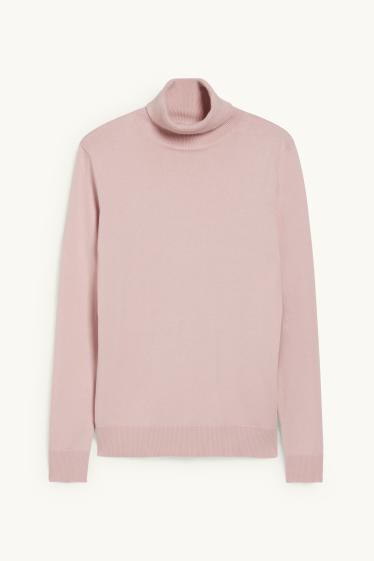 Women - Polo neck jumper - rose