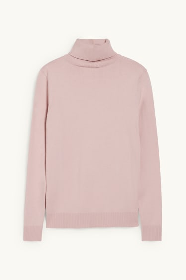 Women - Polo neck jumper - rose