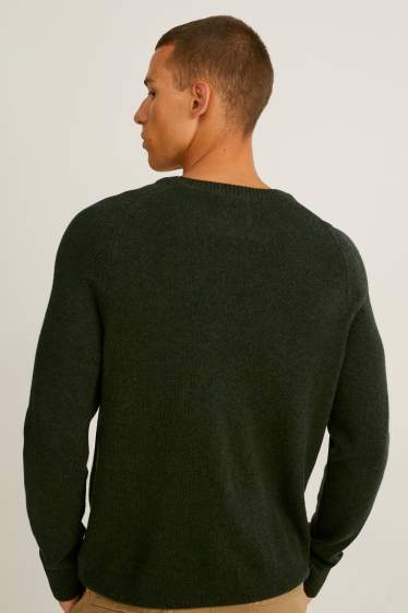 Men - New wool jumper - dark green