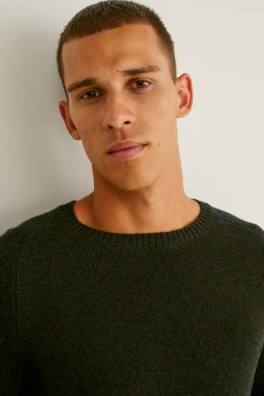 Men - New wool jumper - dark green