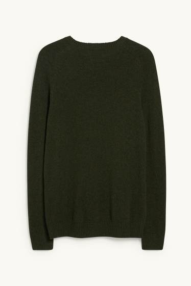 Men - New wool jumper - dark green