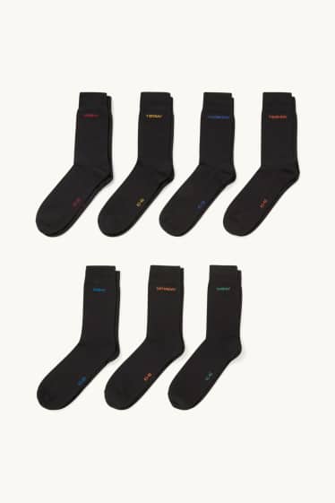 Herren - Multipack 7er - Socken mit Motiv - Wochentage - schwarz