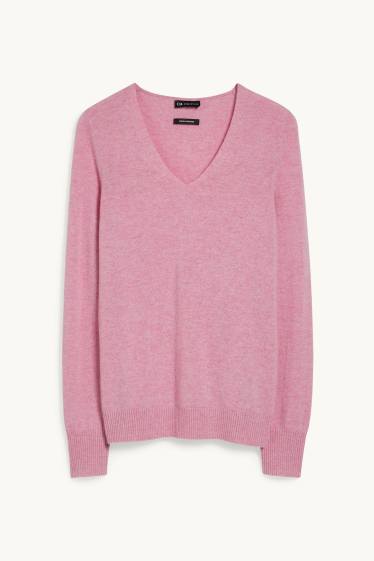 Femmes - Pull en cachemire - rose pâle-chiné