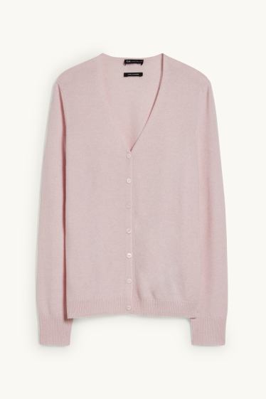 Dames - Gebreid vest van kasjmier - roze mix