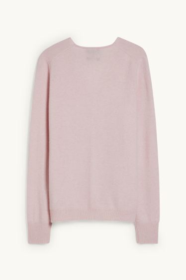 Dames - Gebreid vest van kasjmier - roze mix