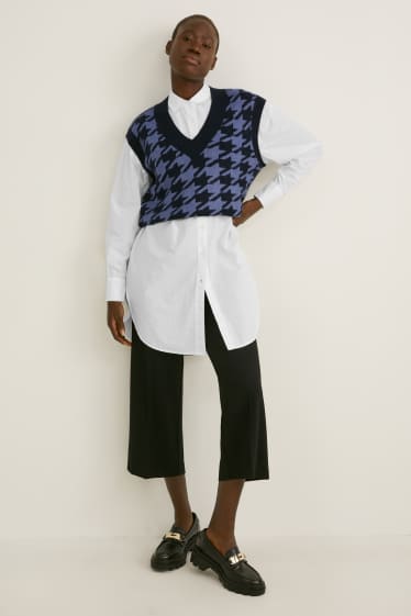 Dámské - Svetrová vesta - kostkovaná - modrá/tmavomodrá