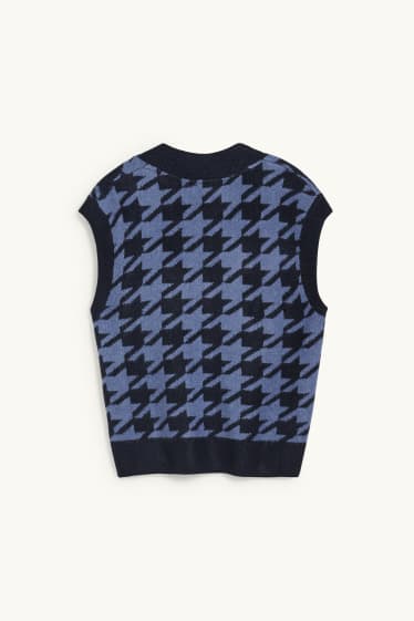 Dámské - Svetrová vesta - kostkovaná - modrá/tmavomodrá