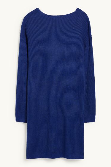 Femmes - Robe en maille - bleu foncé-chiné