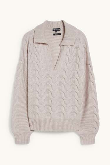 Mujer - Jersey de cachemir - de ochos - gris-marrón