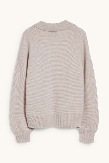 Mujer - Jersey de cachemir - de ochos - gris-marrón