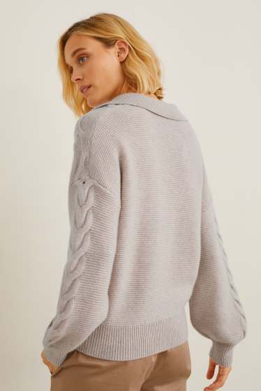 Mujer - Jersey de cachemir - de ochos - gris-marrón