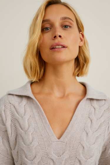 Mujer - Jersey de cachemir - de ochos - gris-marrón
