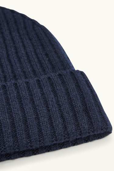 Hombre - Gorro de punto con mezcla de cachemir y lana - azul oscuro