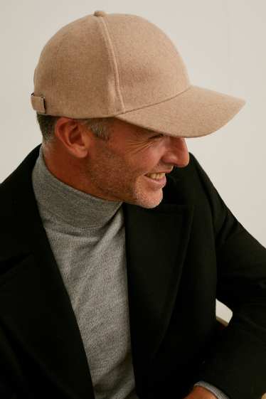 Men - Cap - wool blend - beige-melange