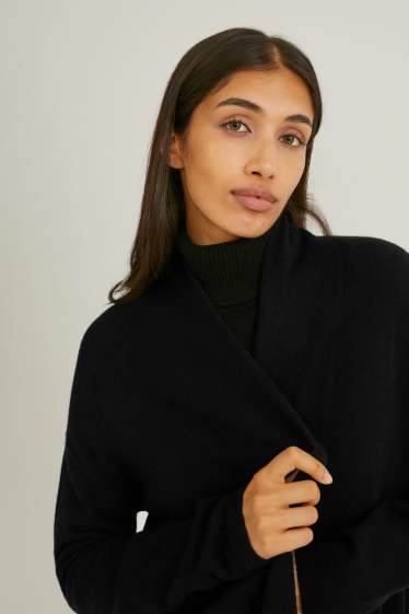 Dames - Gebreid vest van kasjmier - zwart