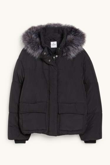 Women - CLOCKHOUSE - quilted jacket with hood - black