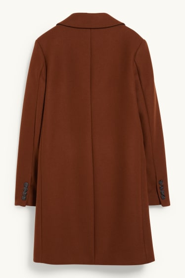 Donna - Cappotto con spalle imbottite - misto lana - marrone