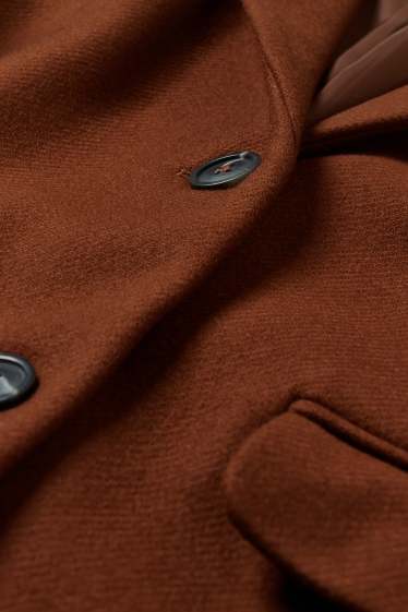 Donna - Cappotto con spalle imbottite - misto lana - marrone