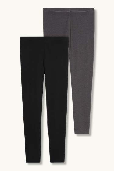 Dames - Set van 2 - basic-legging - grijs-mix