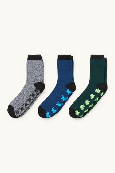 Enfants garçons - Lot de 3 paires - chaussettes antidérapantes - noir