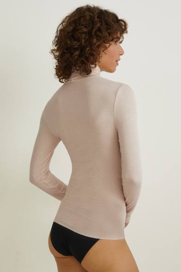 Damen - Rollkragen-Unterziehshirt mit Kaschmir-Anteil - beige