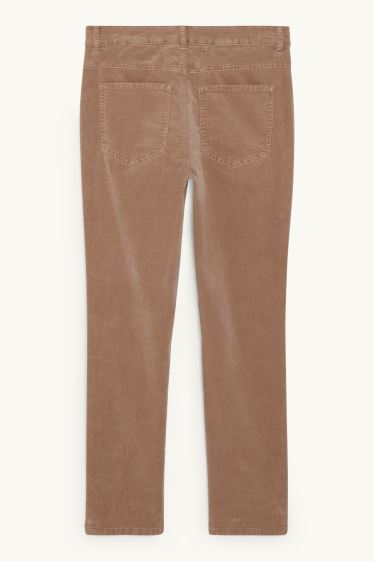 Damen - Samthose - Mid Waist - Straight Fit - beige