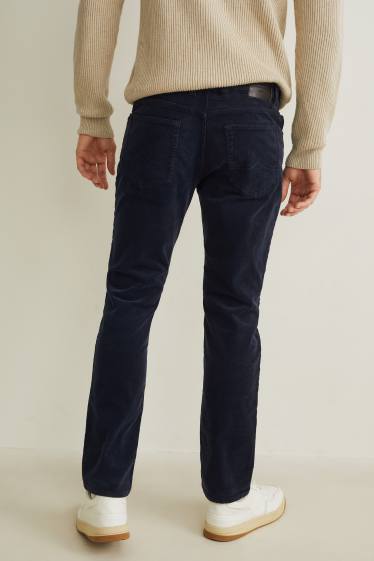 Hommes - Pantalon en velours côtelé - regular fit - LYCRA® - bleu foncé