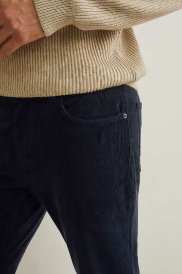 Hommes - Pantalon en velours côtelé - regular fit - LYCRA® - bleu foncé